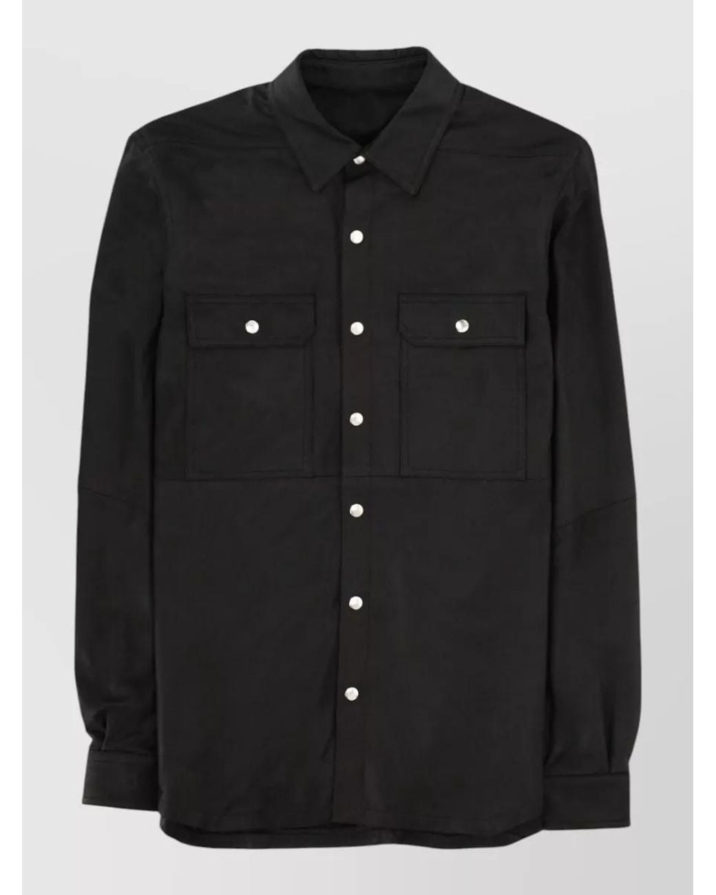 Rick Owens Black Leather Shirt Jacket for men
