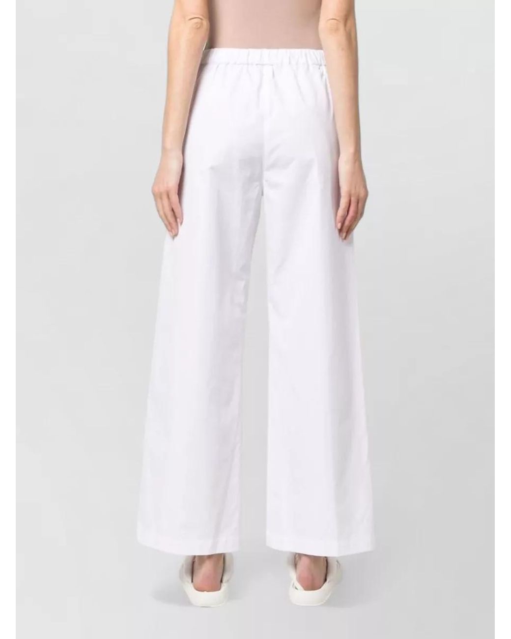 Aspesi White Silk Wide-Leg Trousers
