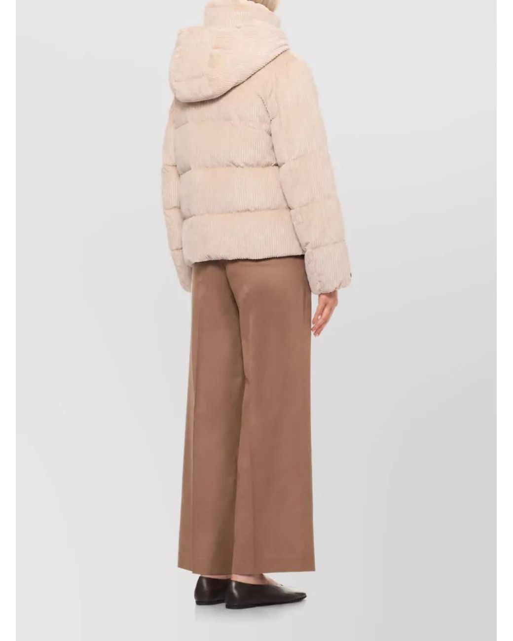 Peserico Natural Quilted Hooded Down Parka Coat