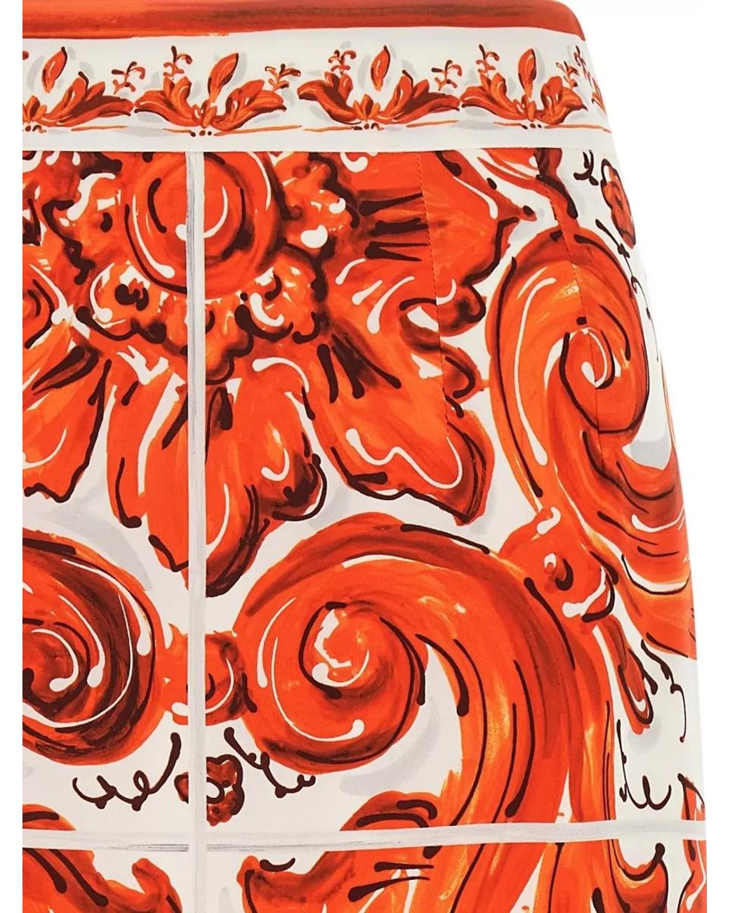 Dolce & Gabbana Red Silk Midi Skirt