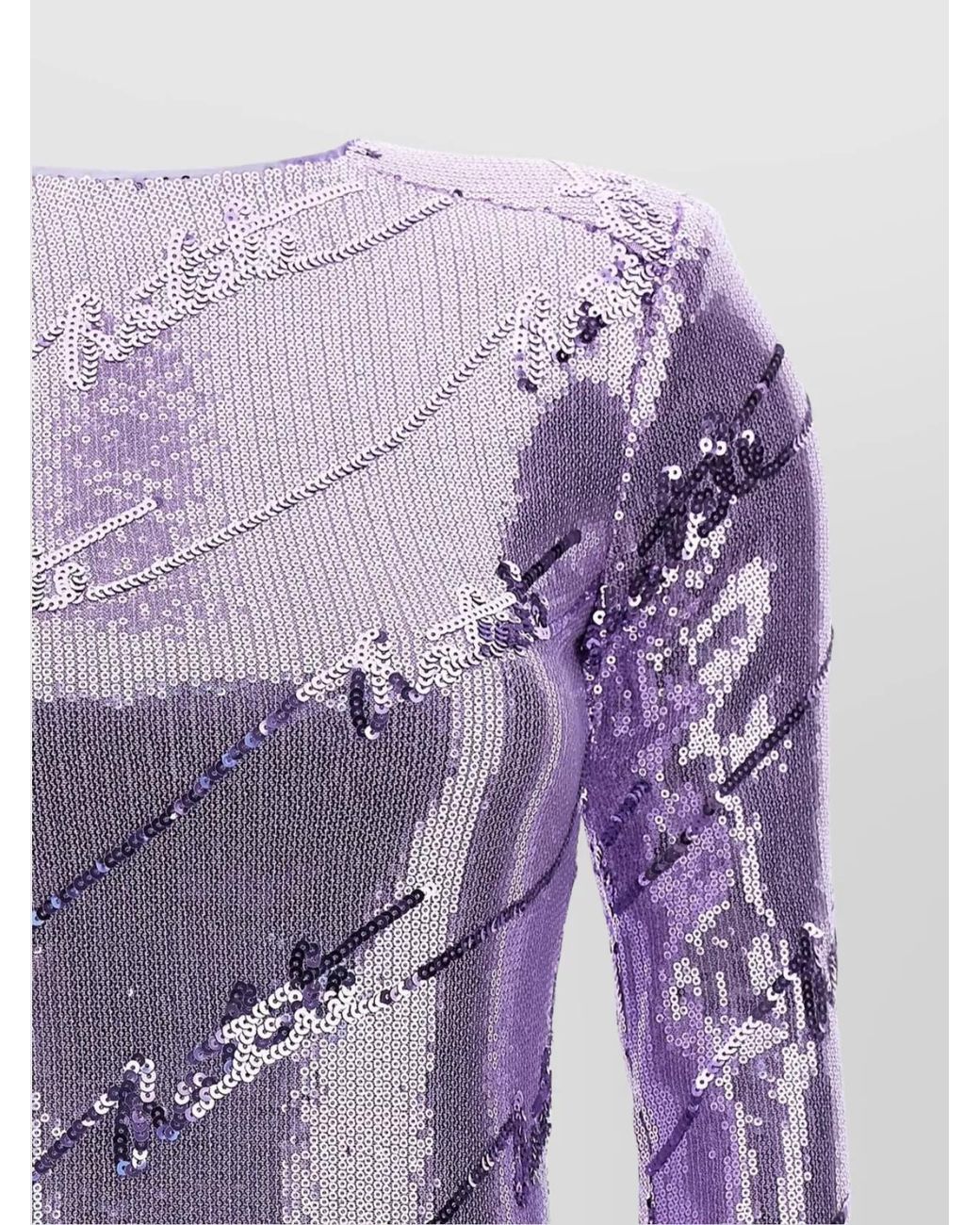 ROTATE BIRGER CHRISTENSEN Purple Sequin Long Sleeve Mini Dress