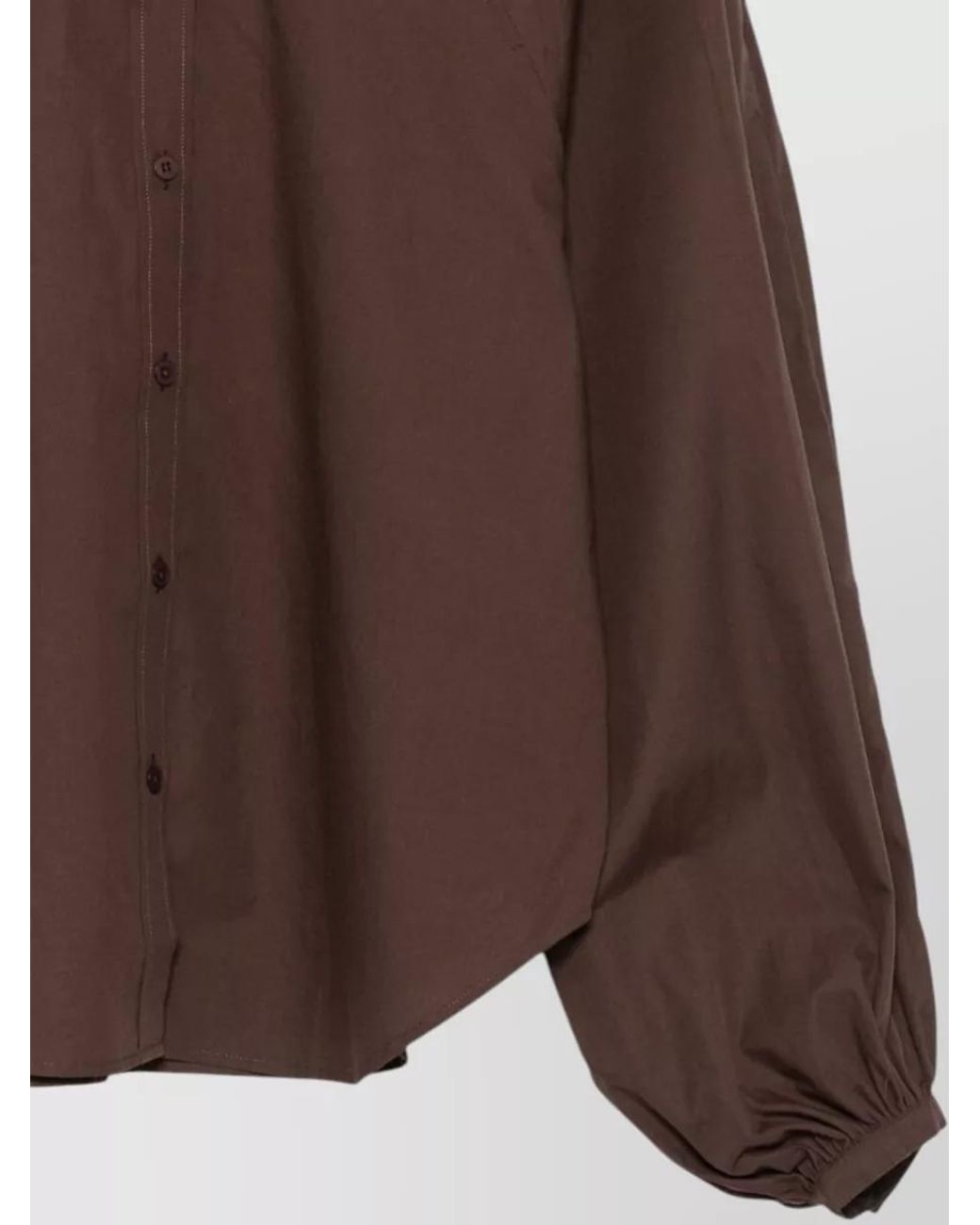 Closed Brown Cotton Balloon-Sleeve Shirt