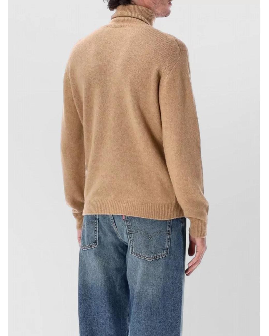 Roberto Collina Blue Wool Camel High Neck Jumper for men