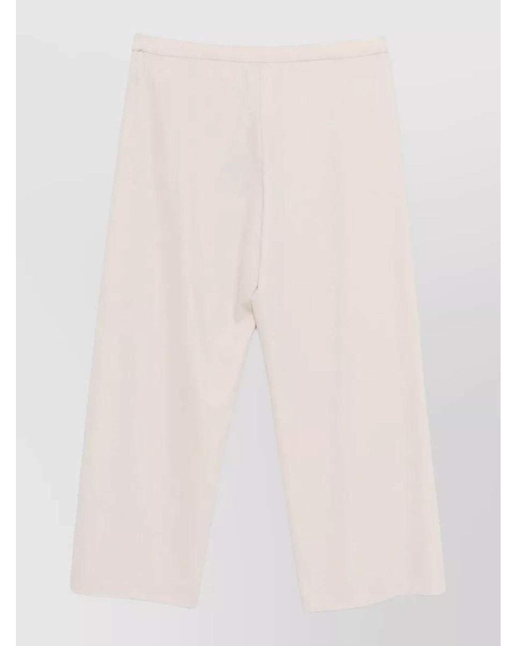 Max Mara Natural Virgin Wool Cropped Straight-Leg Trousers