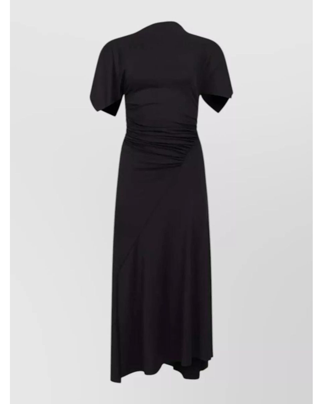 Victoria Beckham Black Draped Asymmetric Midi Dress