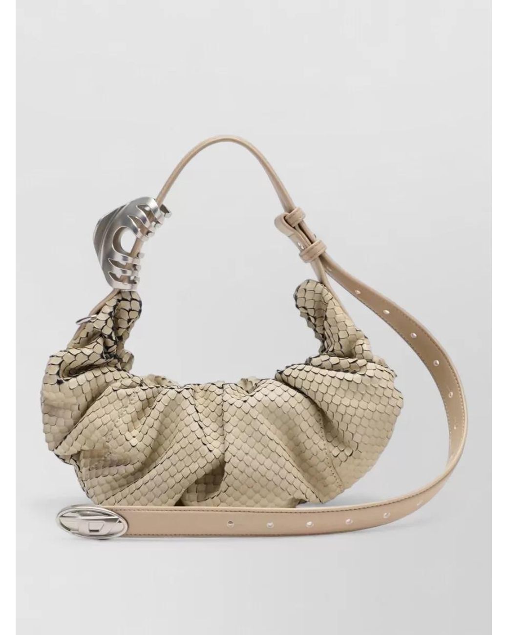 DIESEL Natural Grab-D Small Leather Shoulder Bag