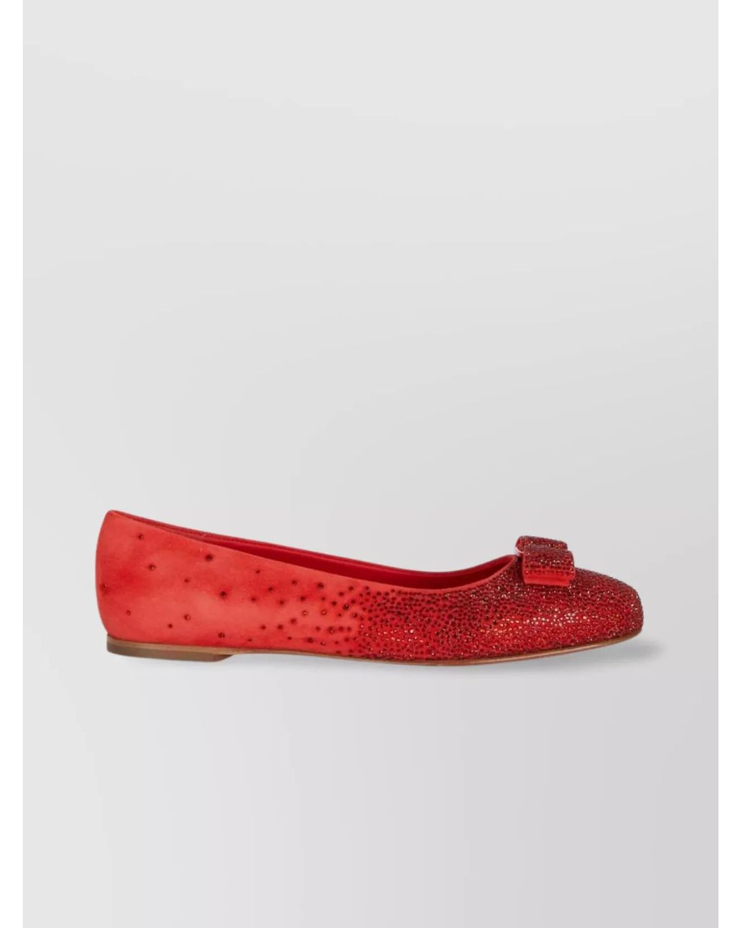 Ferragamo Red Leather Ballerina Flats