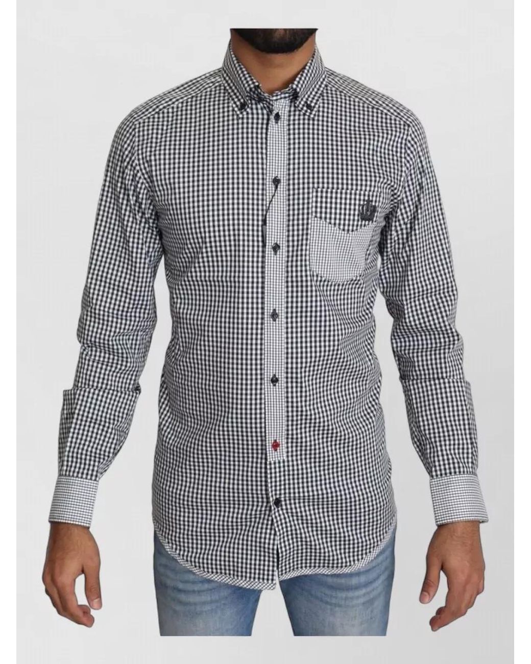 Dolce & Gabbana Gray Checked Slim-Fit Shirt for men