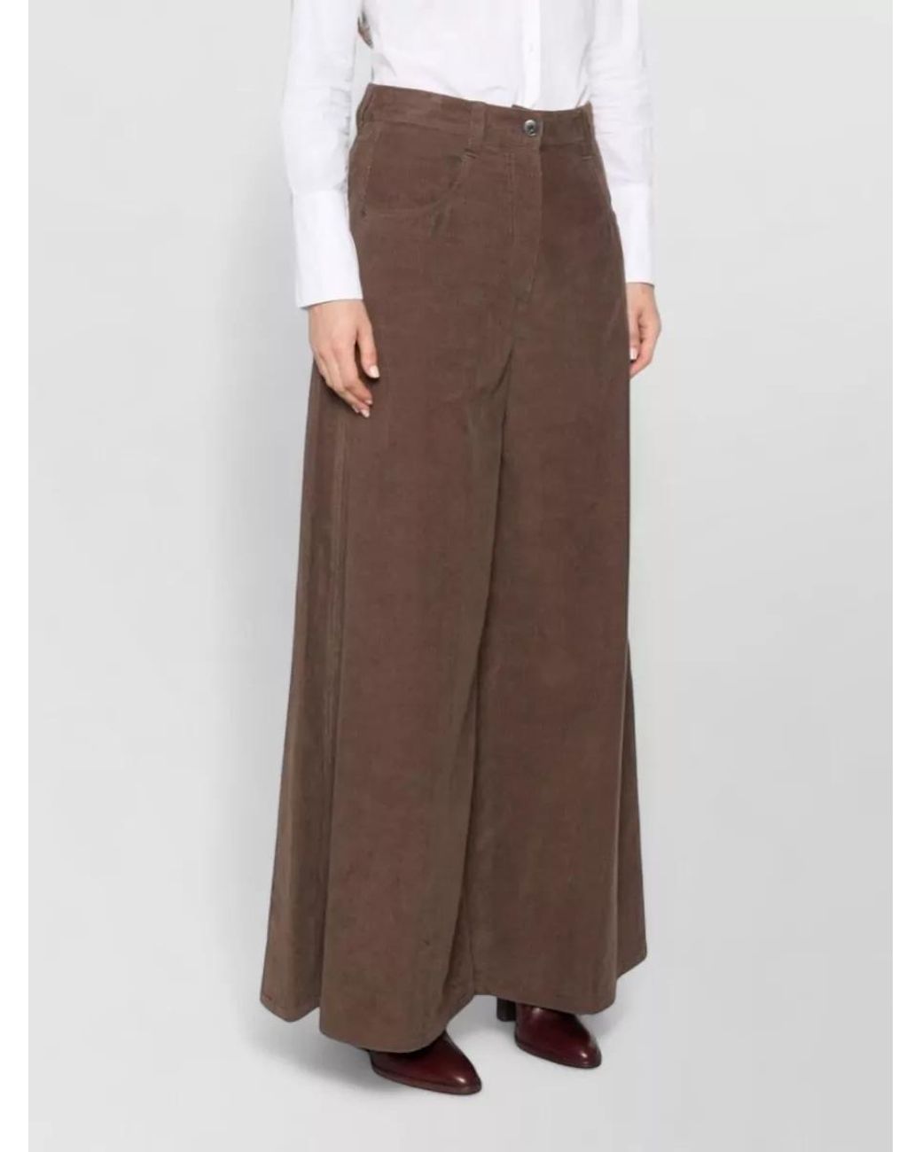 Brunello Cucinelli Brown Cashmere Wide-Leg Trousers