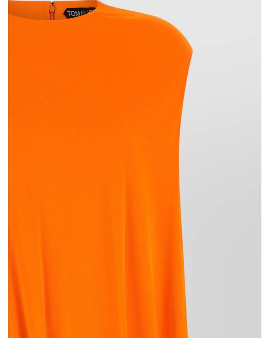 Tom Ford Orange Crepe Jersey Asymmetric Sleeveless Midi Dress