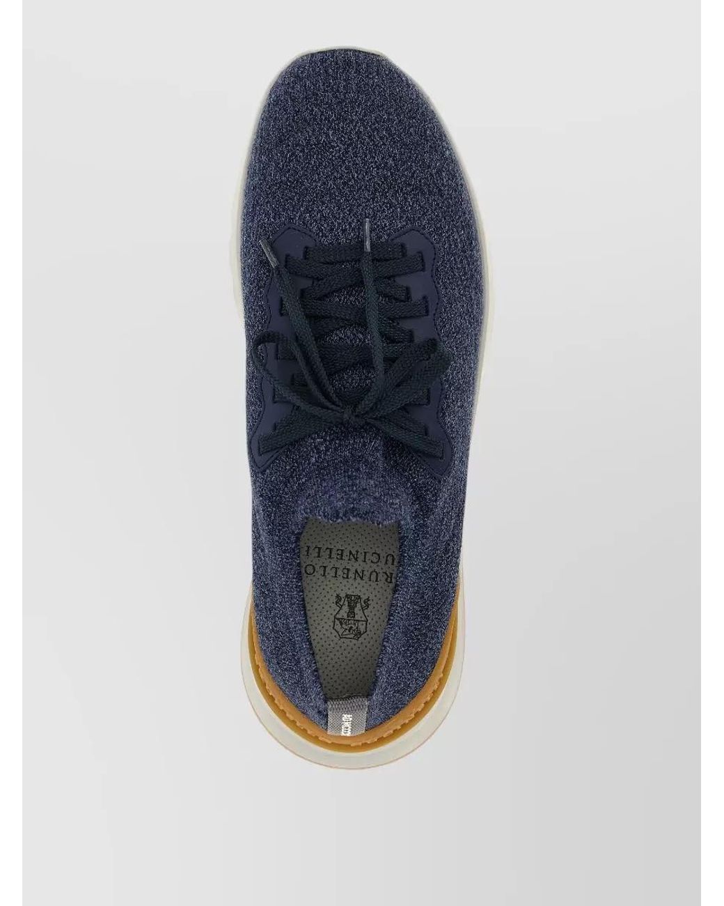 Brunello Cucinelli Blue Jacquard Knit Lace-Up Sneakers for men