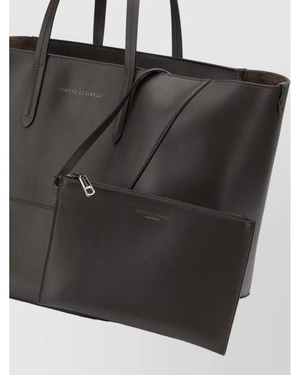 Brunello Cucinelli Black Large Leather Shoulder Bag