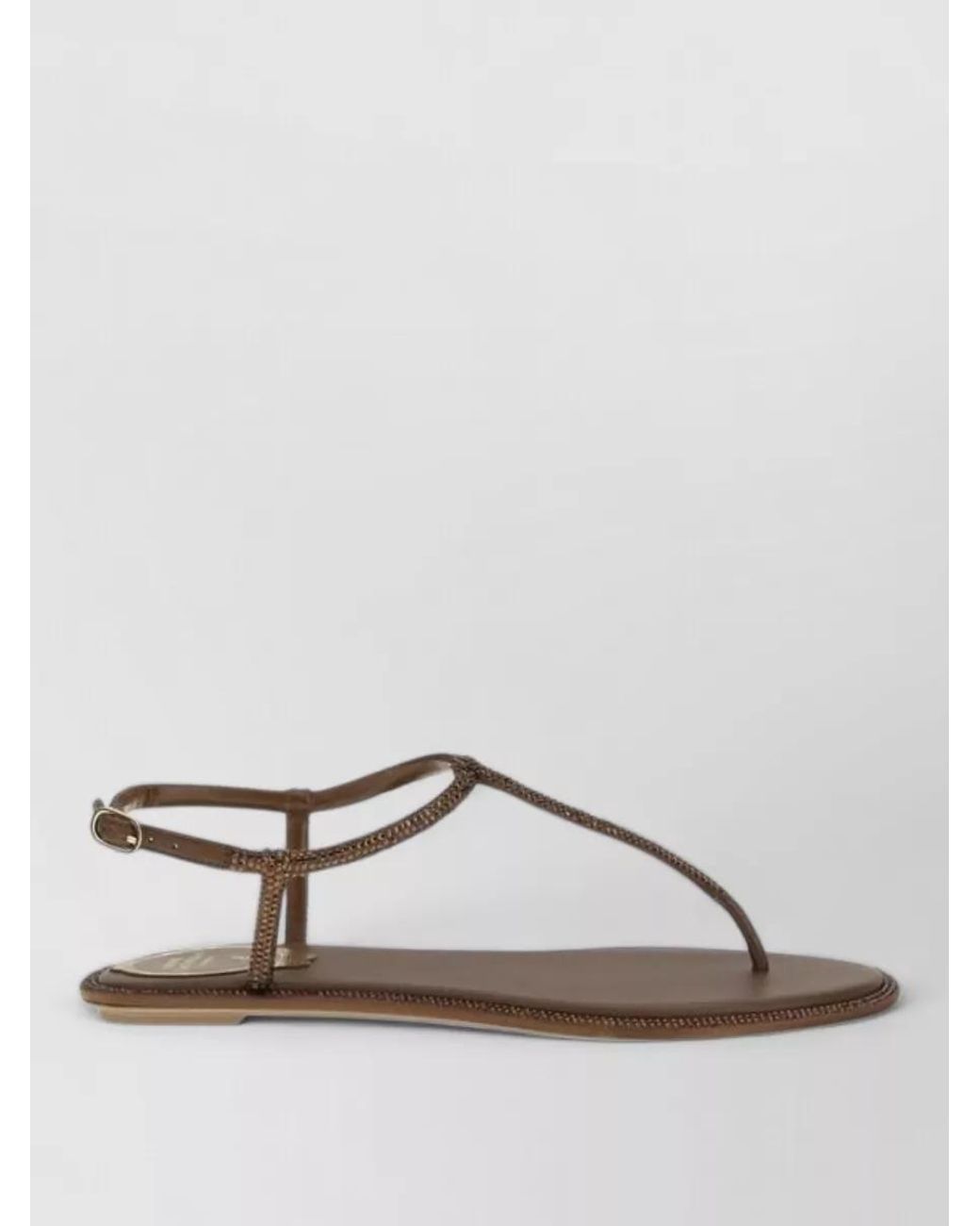 Rene Caovilla Brown Satin Flat Sandals