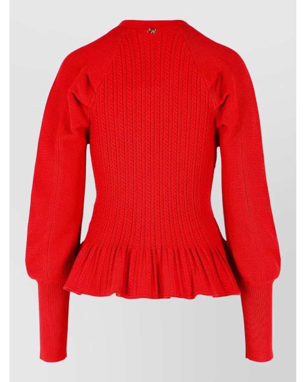 Blumarine Red Ribbed Knit Cardigan