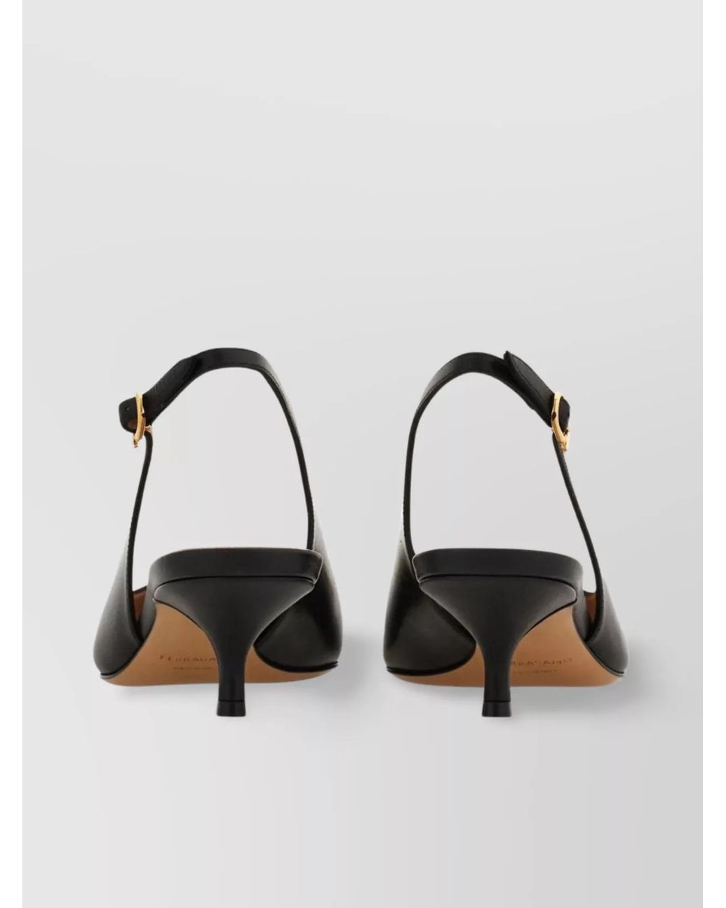 Ferragamo Black Leather Slingback Pumps