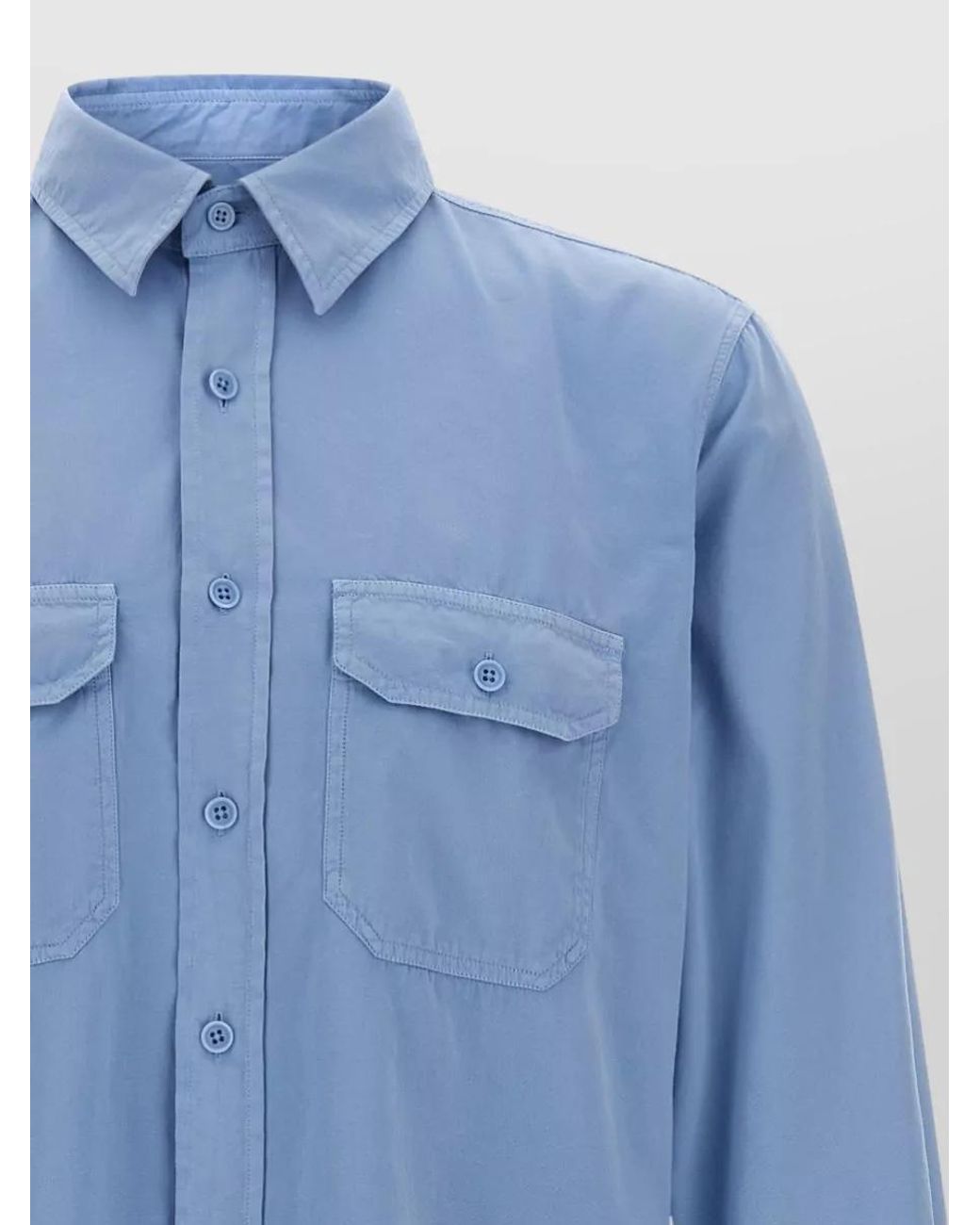 Tom Ford Blue Silk Cotton Long-Sleeve Shirt for men
