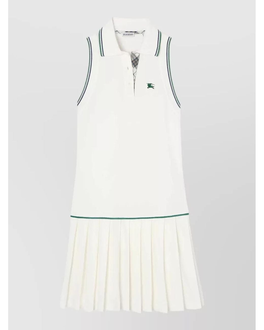 Burberry White Cotton Pleated Mini Dress