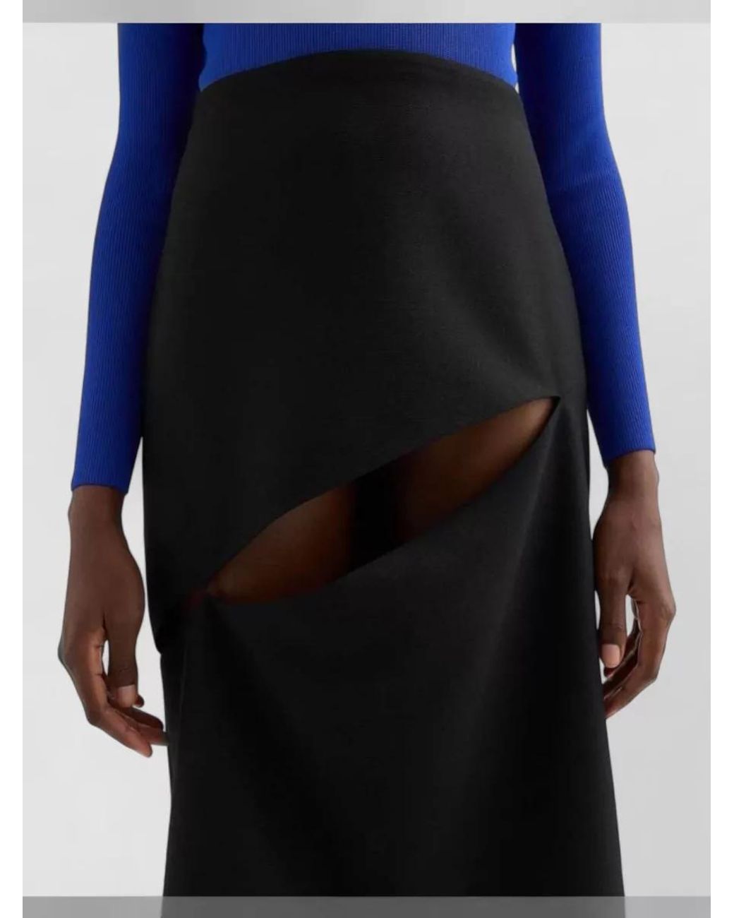 Jil Sander Black Wool Blend Cutout Midi Skirt