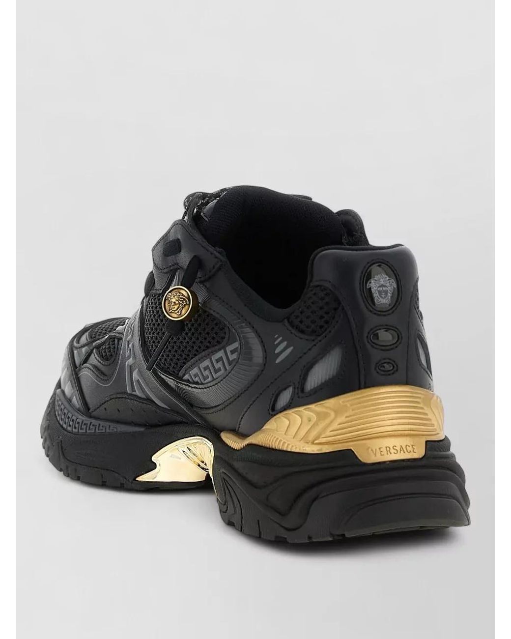 Versace Black Leather Low-Top Sneakers for men