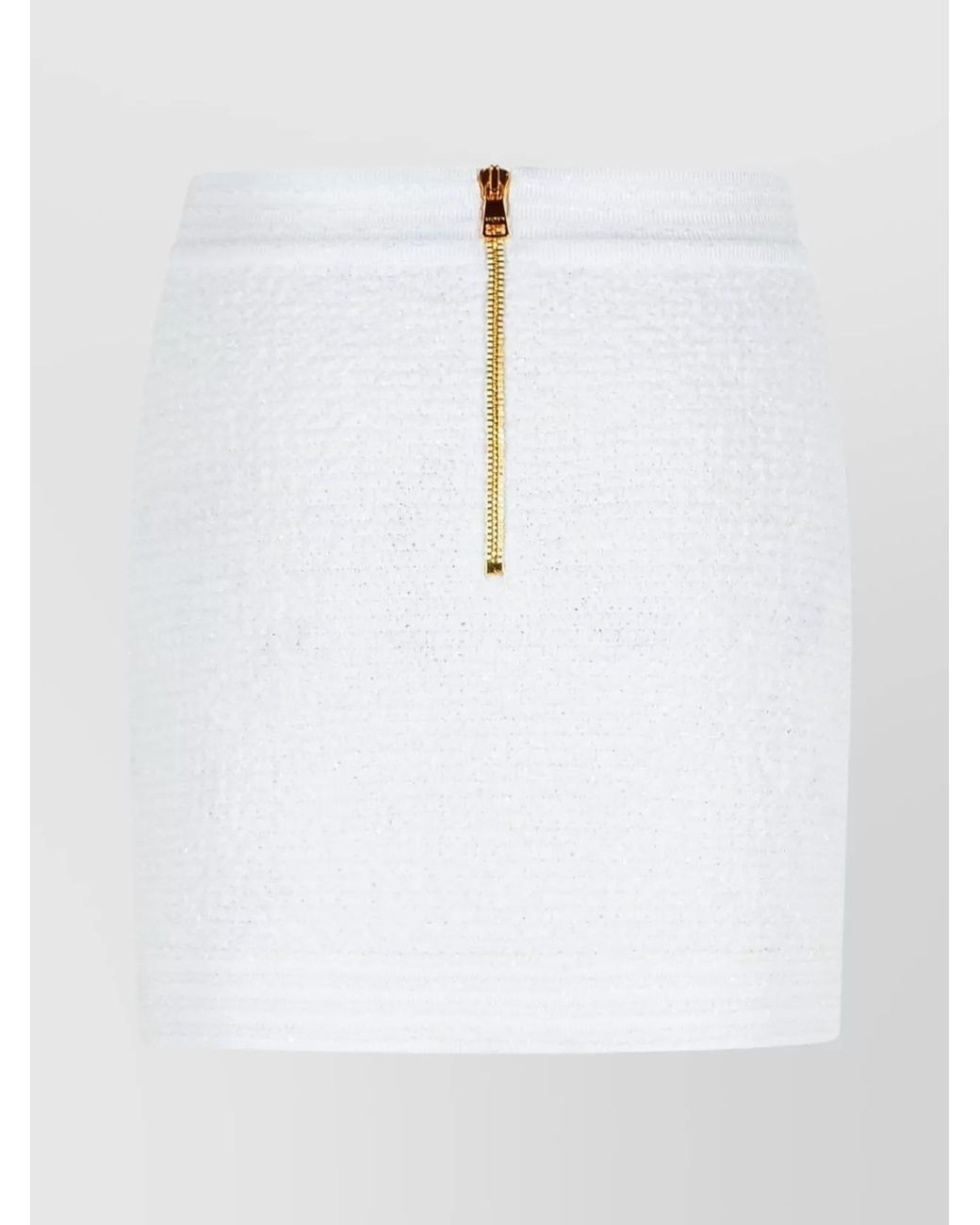 Balmain White High-Rise Tweed Mini Skirt