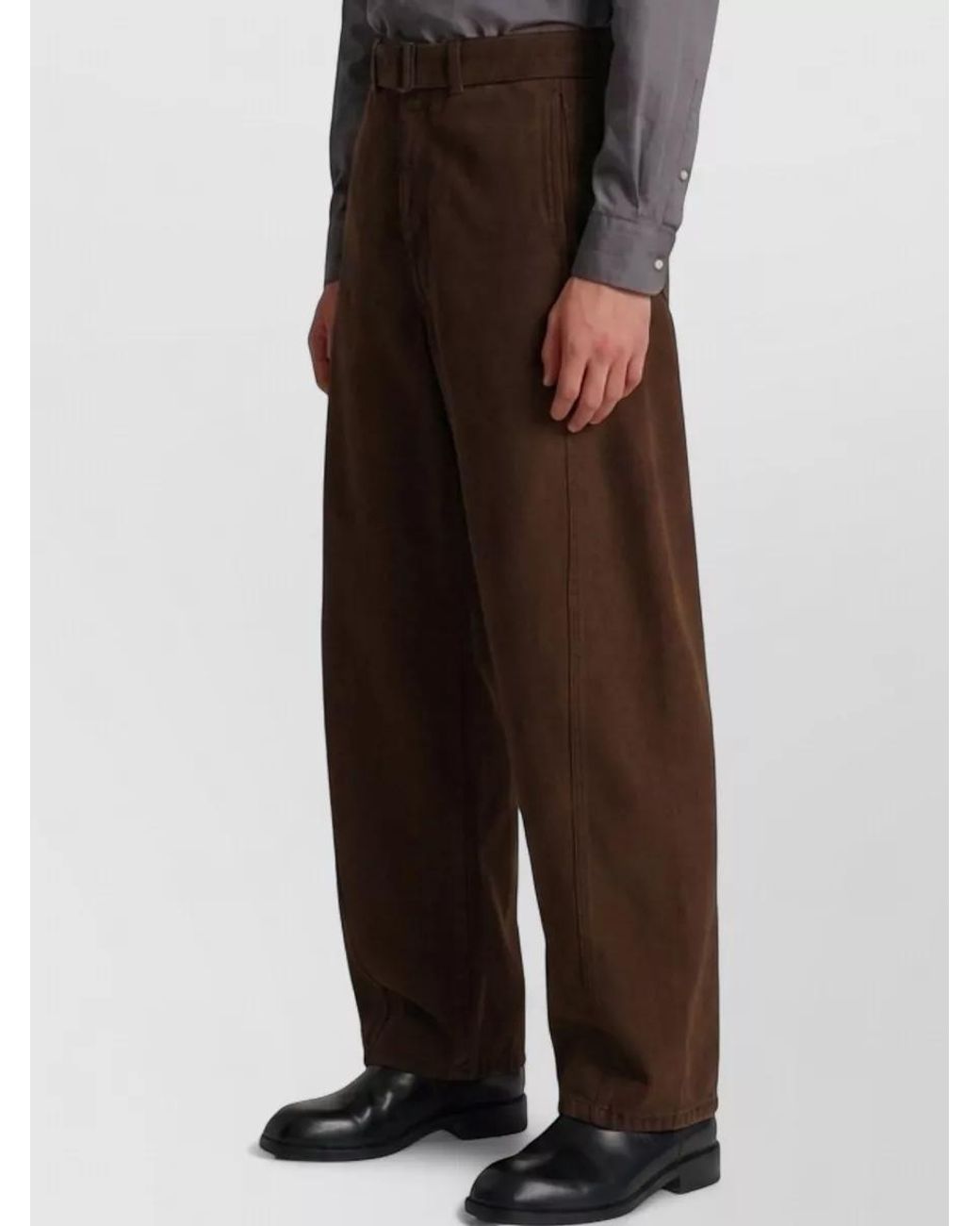 Lemaire Brown Cotton Twisted Belted Trousers for men