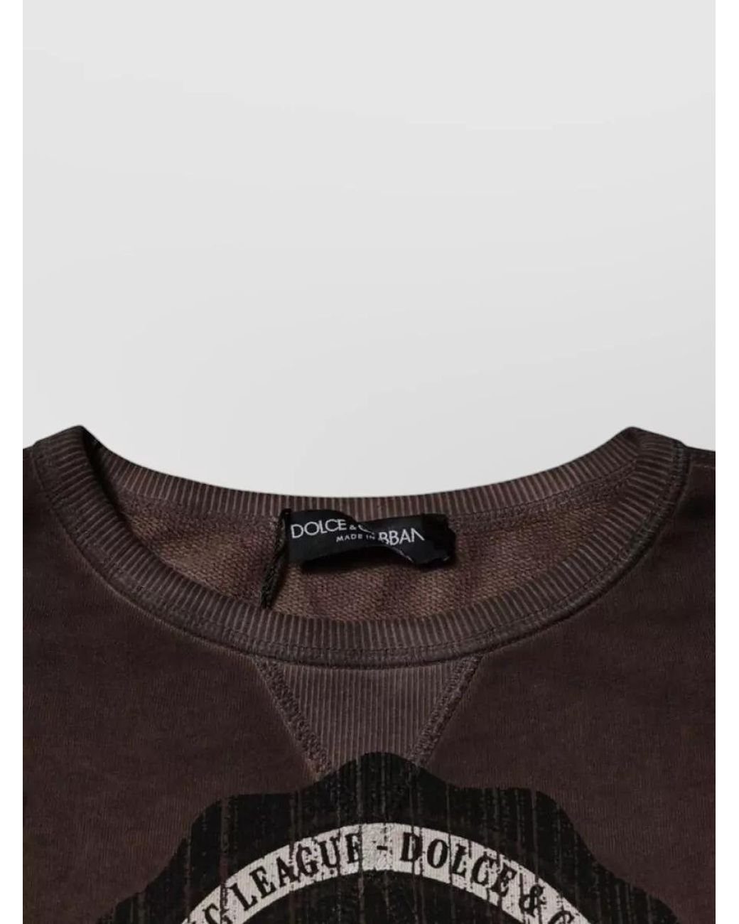 Dolce & Gabbana Brown Logo Print Crew Neck Pullover Sweatshirt for men