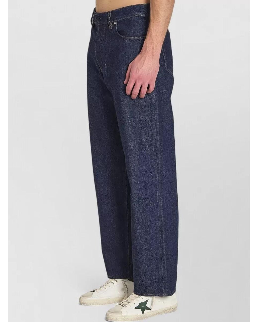 Stone Island Blue Denim Mid-Rise Wide-Leg Trousers for men