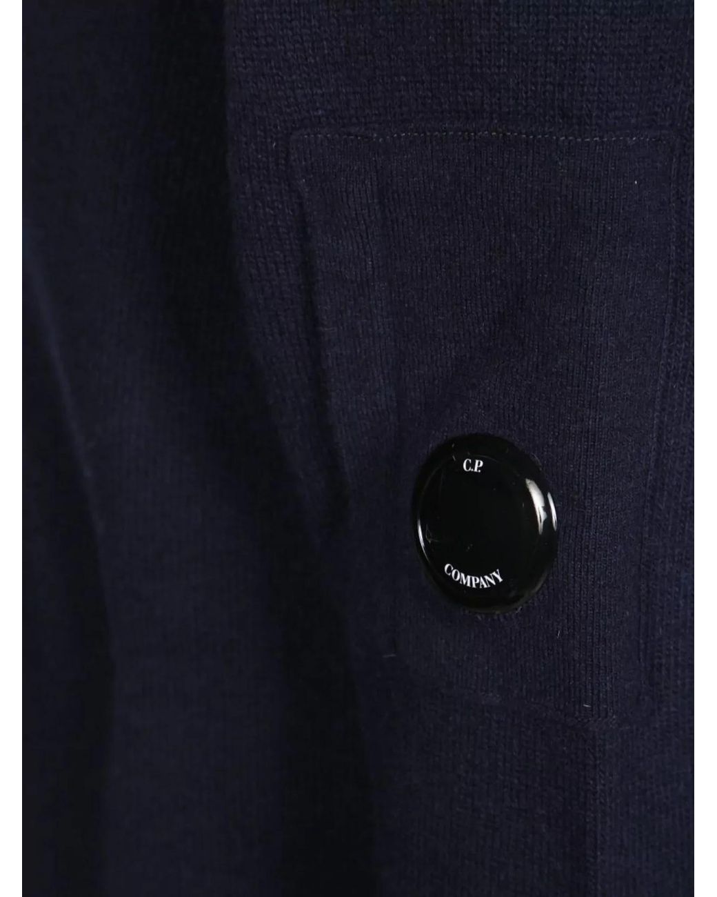 C P Company Blue Merino Wool Ribbed Regular-Fit Crew-Neck Jumper for men
