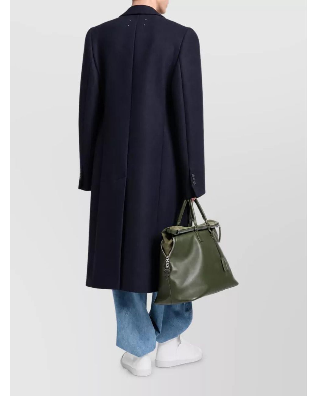 Maison Margiela Blue Wool Double Breasted Coat for men