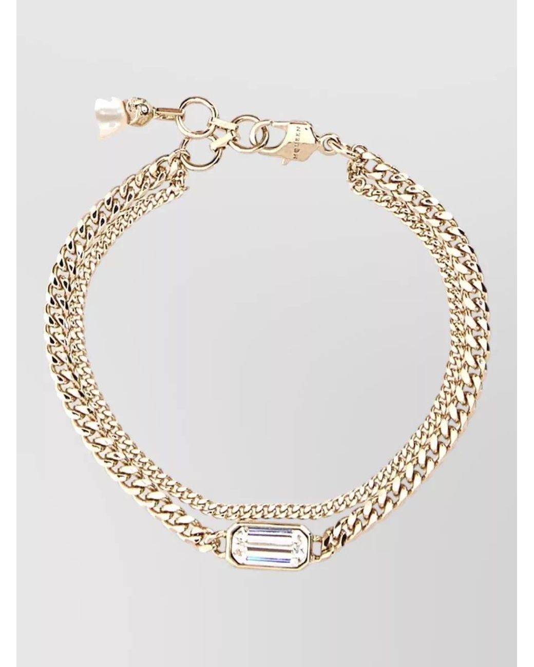 McQueen Metallic Crystal Skull Chain Bracelet