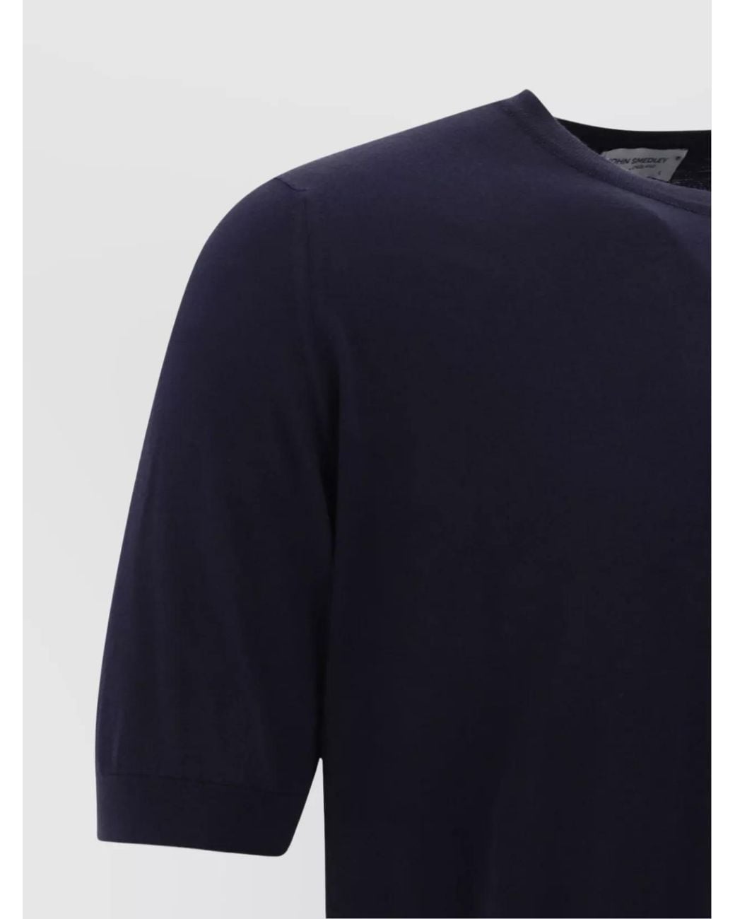 John Smedley Blue Crew Neck Plain Design Short Sleeves for men
