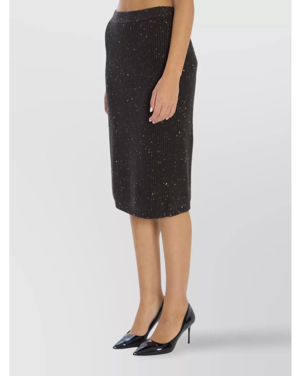 Bottega Veneta Black Wool Skirt With English Rib Knit
