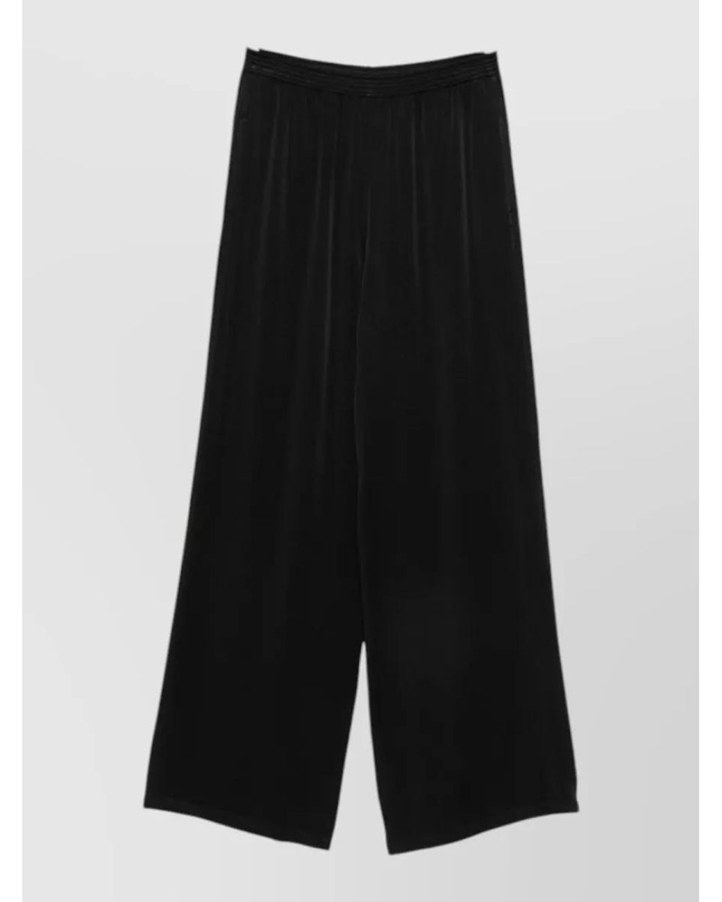 Fabiana Filippi Black Satin Wide-Leg Trousers