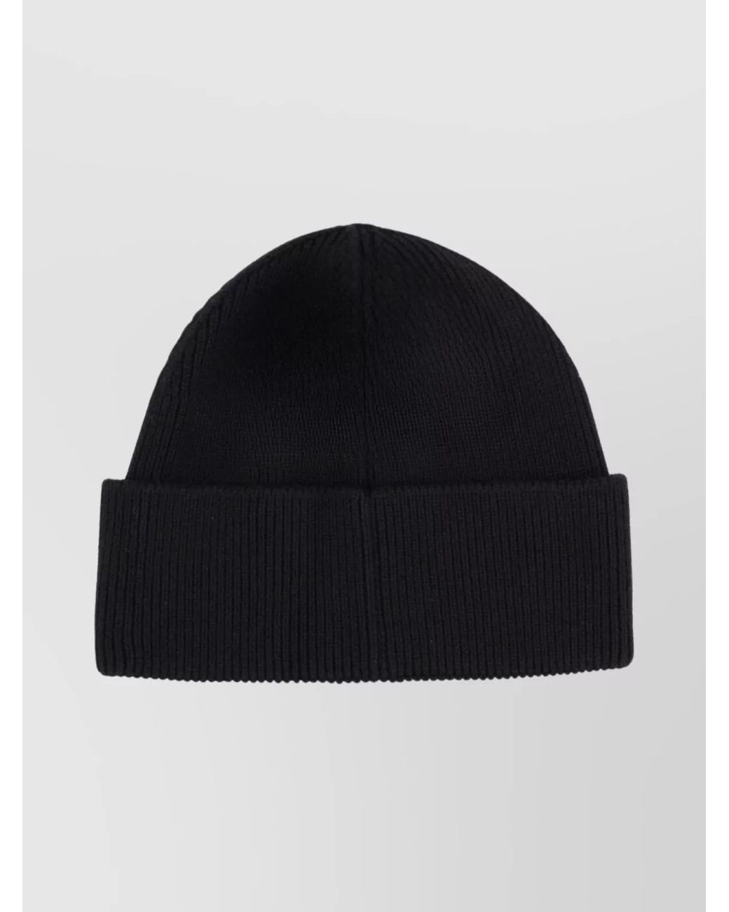 MARINE SERRE Black Merino Wool Ribbed Beanie