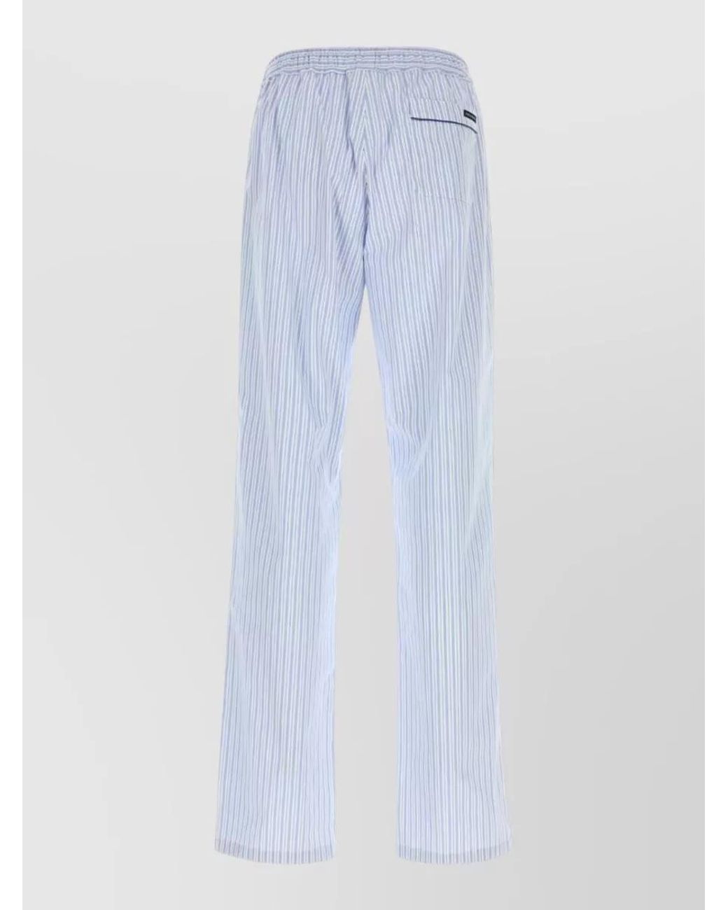 Dolce & Gabbana Blue Embroidered Poplin Pyjama Trousers for men