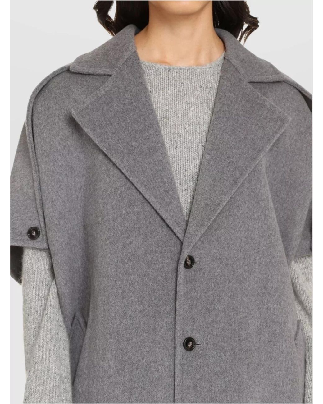 Bottega Veneta Gray Cashmere Wool Belted Cape Coat