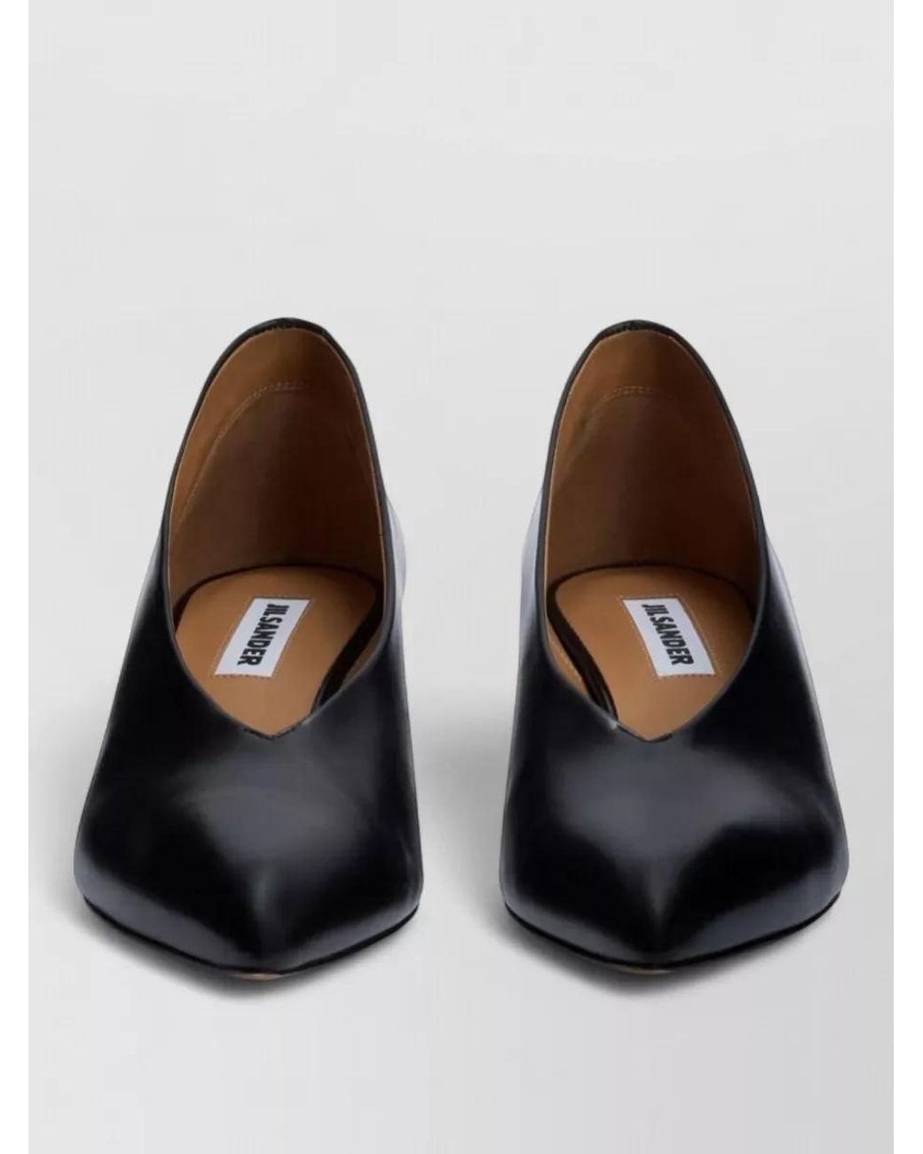 Jil Sander Brown Leather Pointed-Toe Pumps