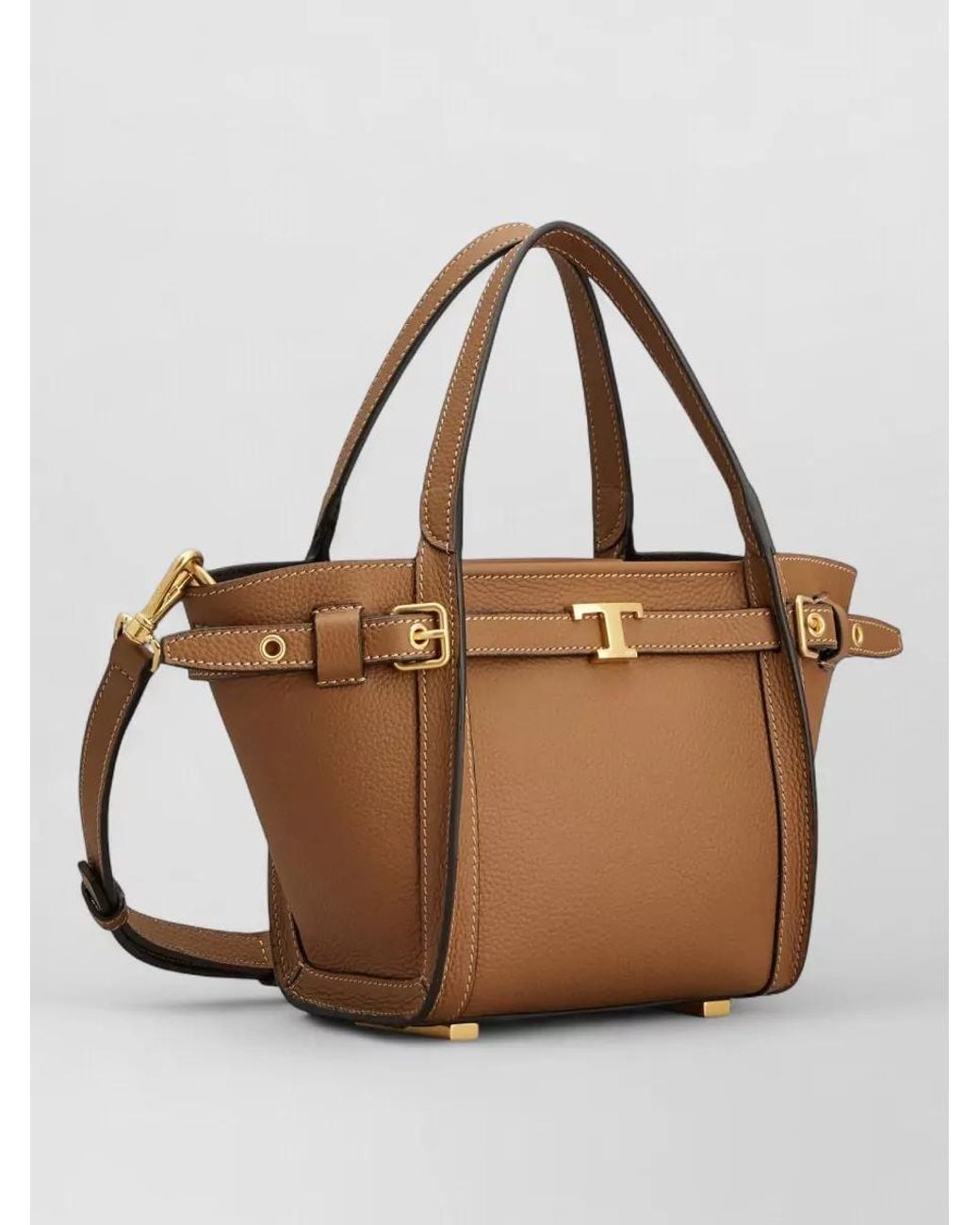 Tod's Brown T Timeless Mini Leather Shoulder Bag