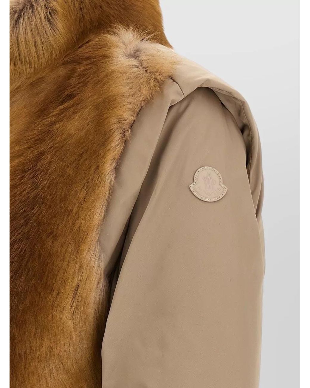 Moncler Brown Shearling Panel Down Coat