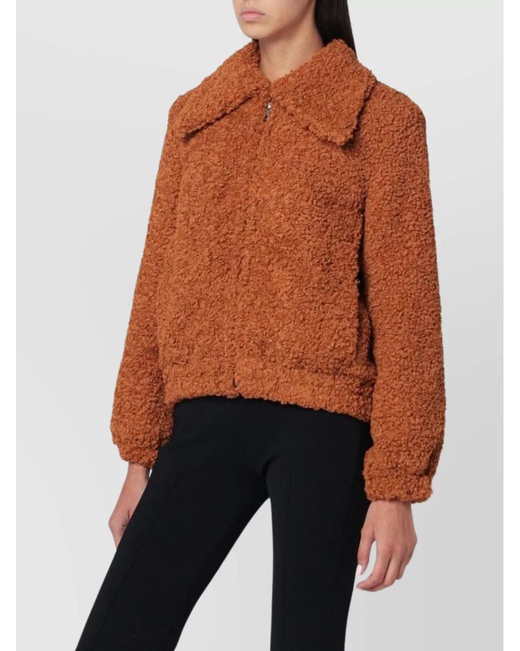 Patou Orange Faux Fur Bomber Jacket