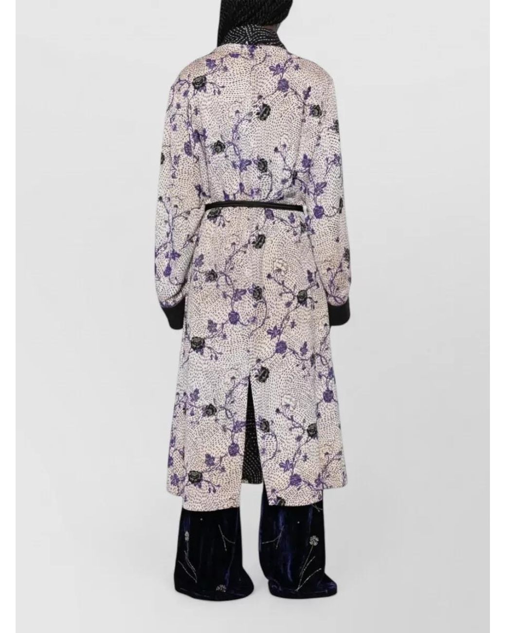 Forte_forte Gray Floral Print Long Dressing Gown