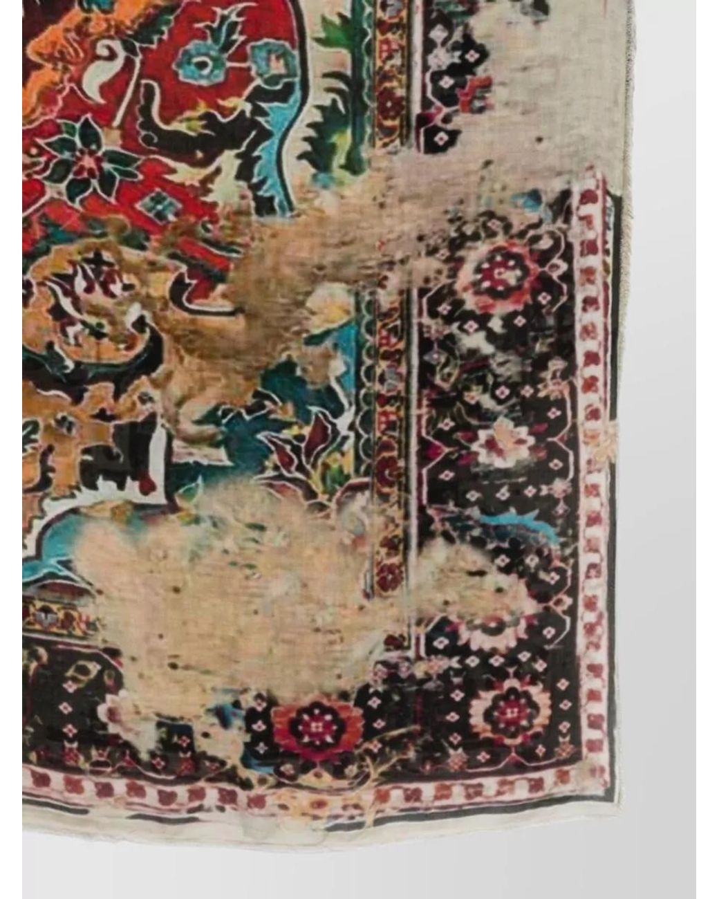 Faliero Sarti Gray Cashmere Floral Print Scarf