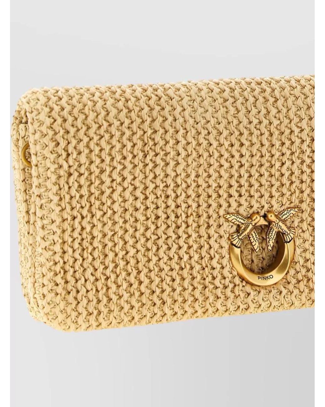 Pinko Natural Love Bag Click Raffia Shoulder Bag