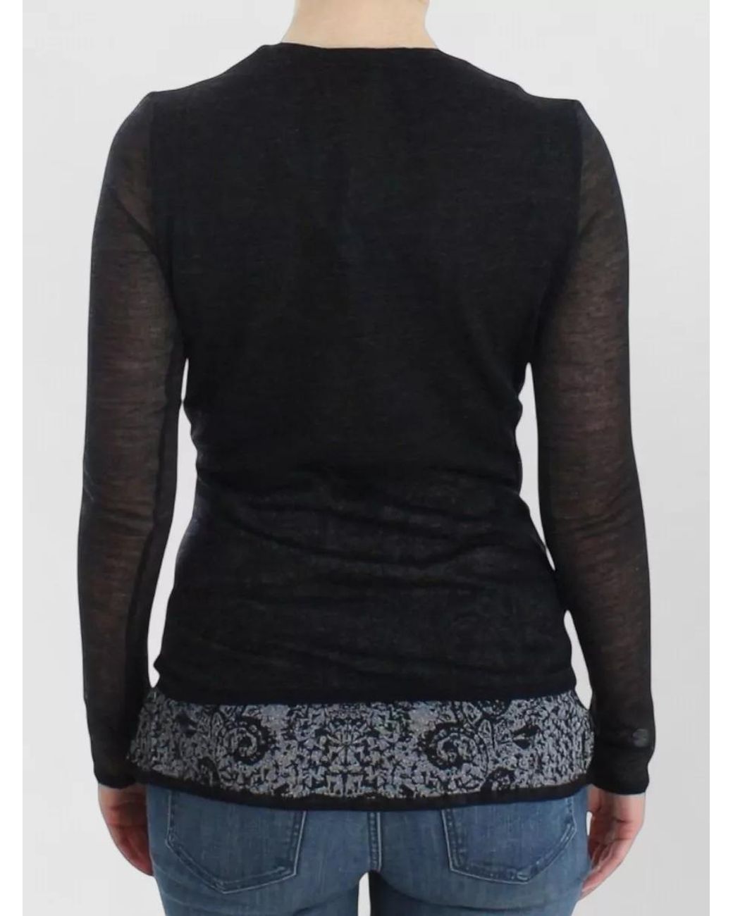 Ermanno Scervino White V-Neck Long-Sleeve Sweater