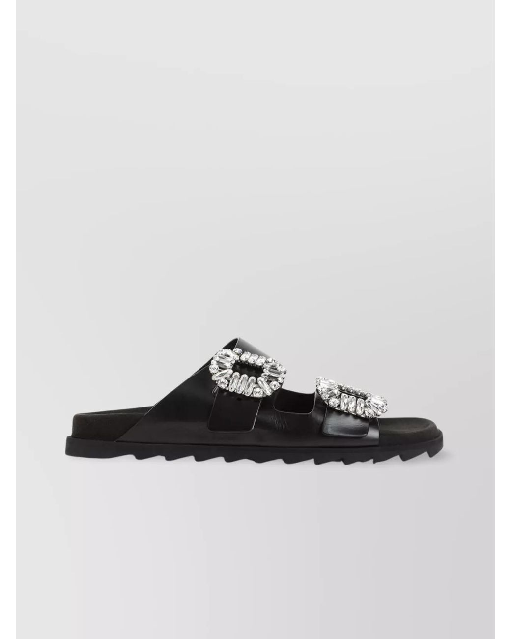 Roger Vivier Black Leather Slide Sandals