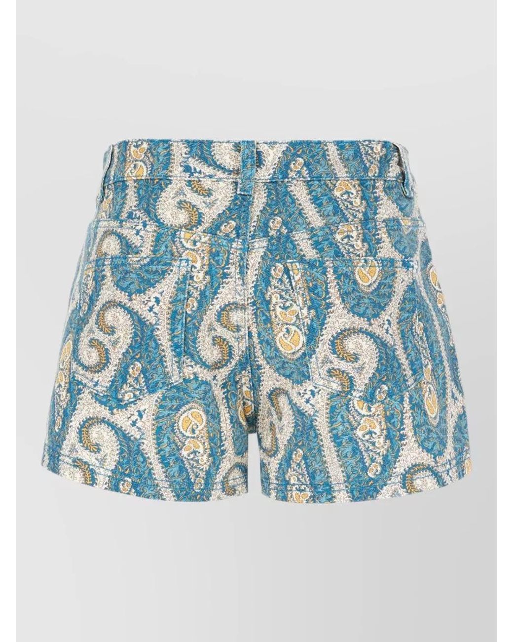 Etro Blue Paisley Print Tailored Shorts