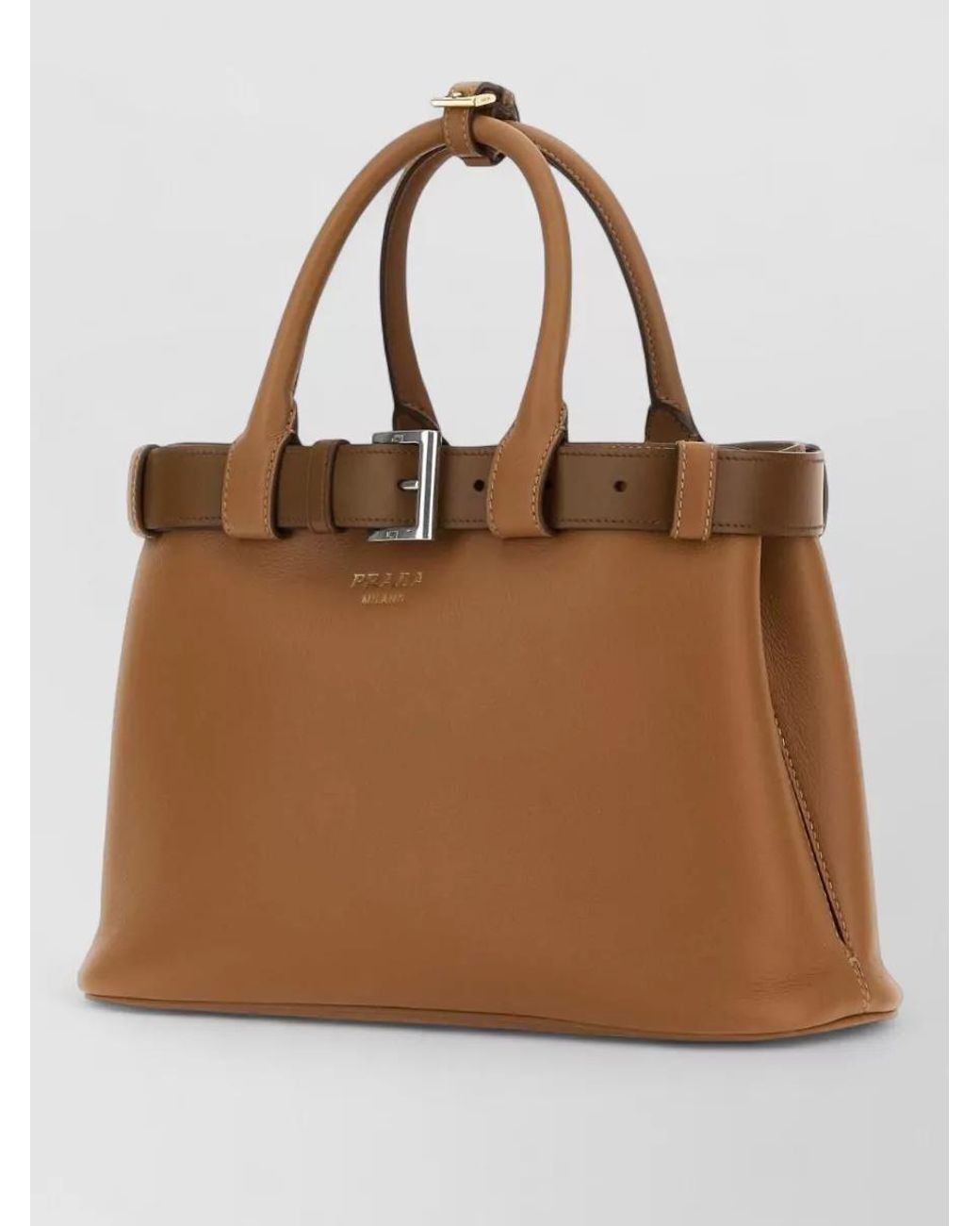Prada Brown Buckle Small Leather Shoulder Bag