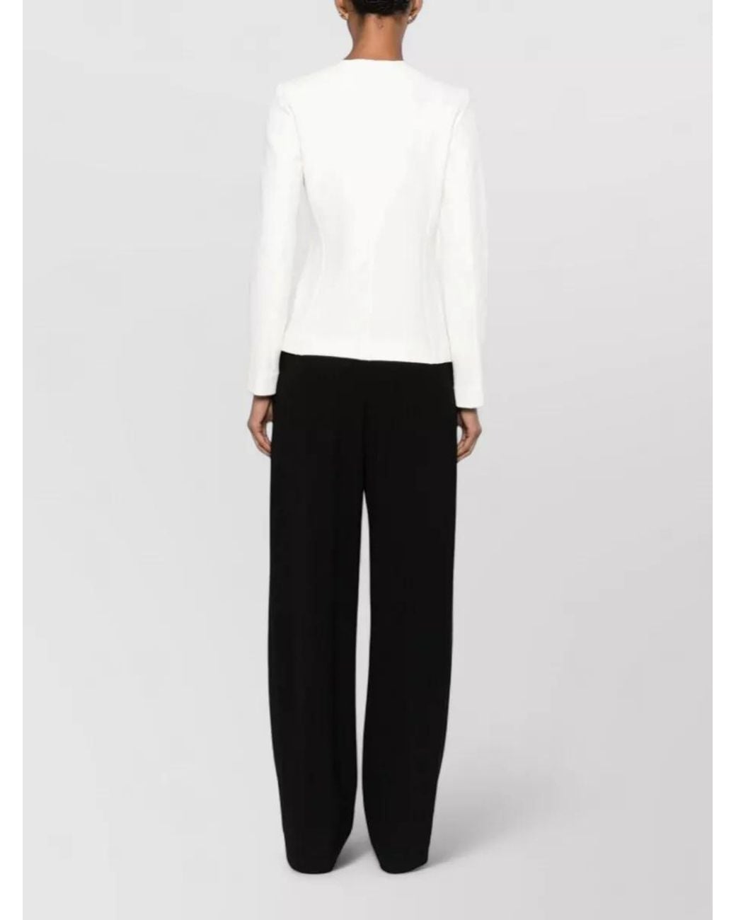 Emporio Armani White Cotton Asymmetric Single-Breasted Jacket