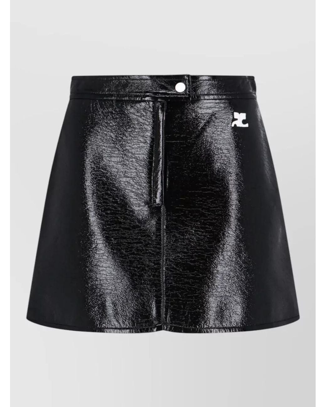Courreges Black Faux Leather A-Line Mini Skirt