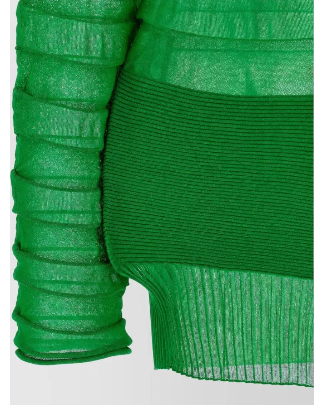 Issey Miyake Green Moving Knit Asymmetric Hem Sweatshirt